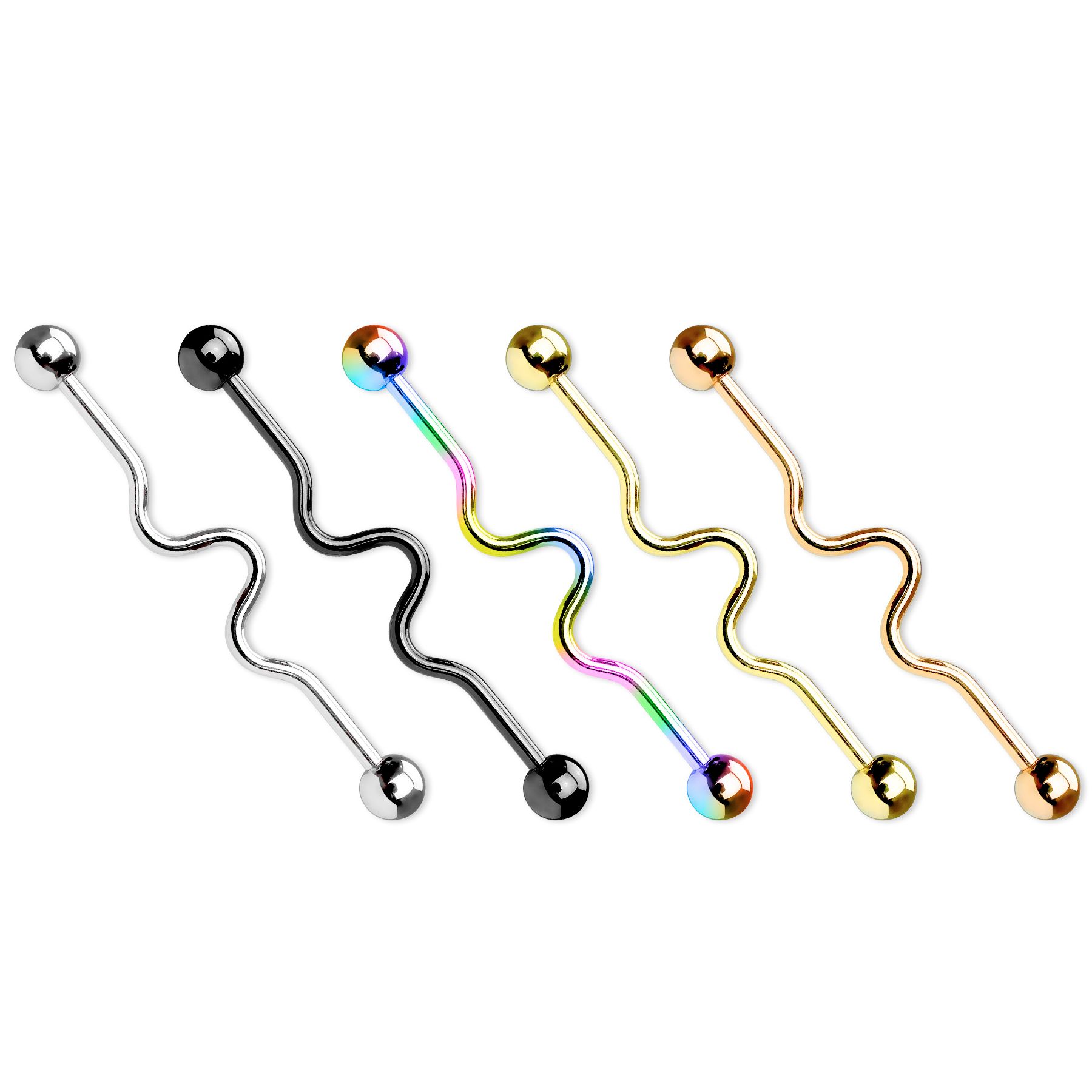 Sensational surgical steel industrial barbell in a variety of colors