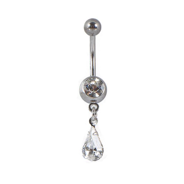 Belly button ring with drop shaped dangle