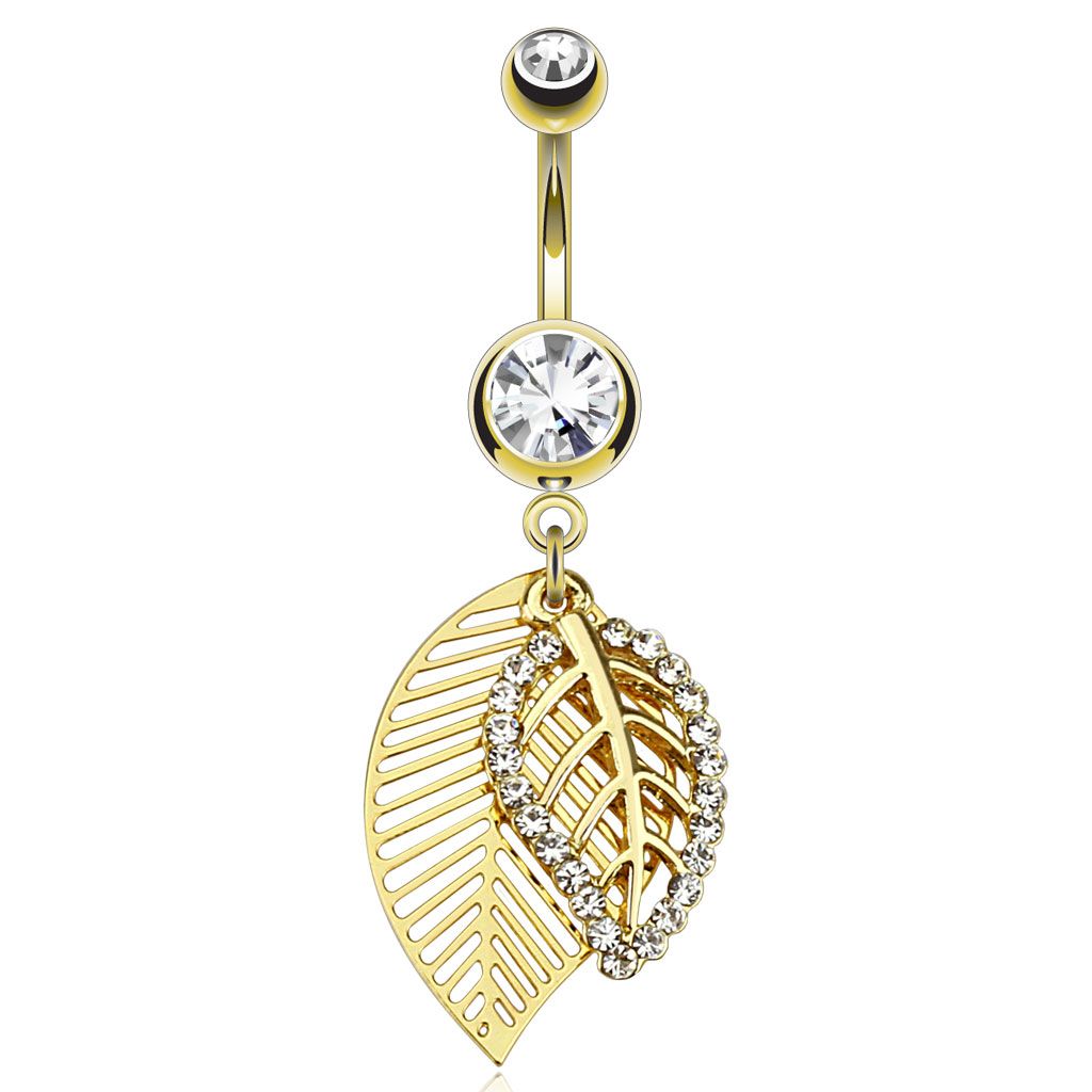 Gold dangle belly button rings deals