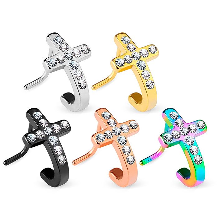 Cross nose piercing top
