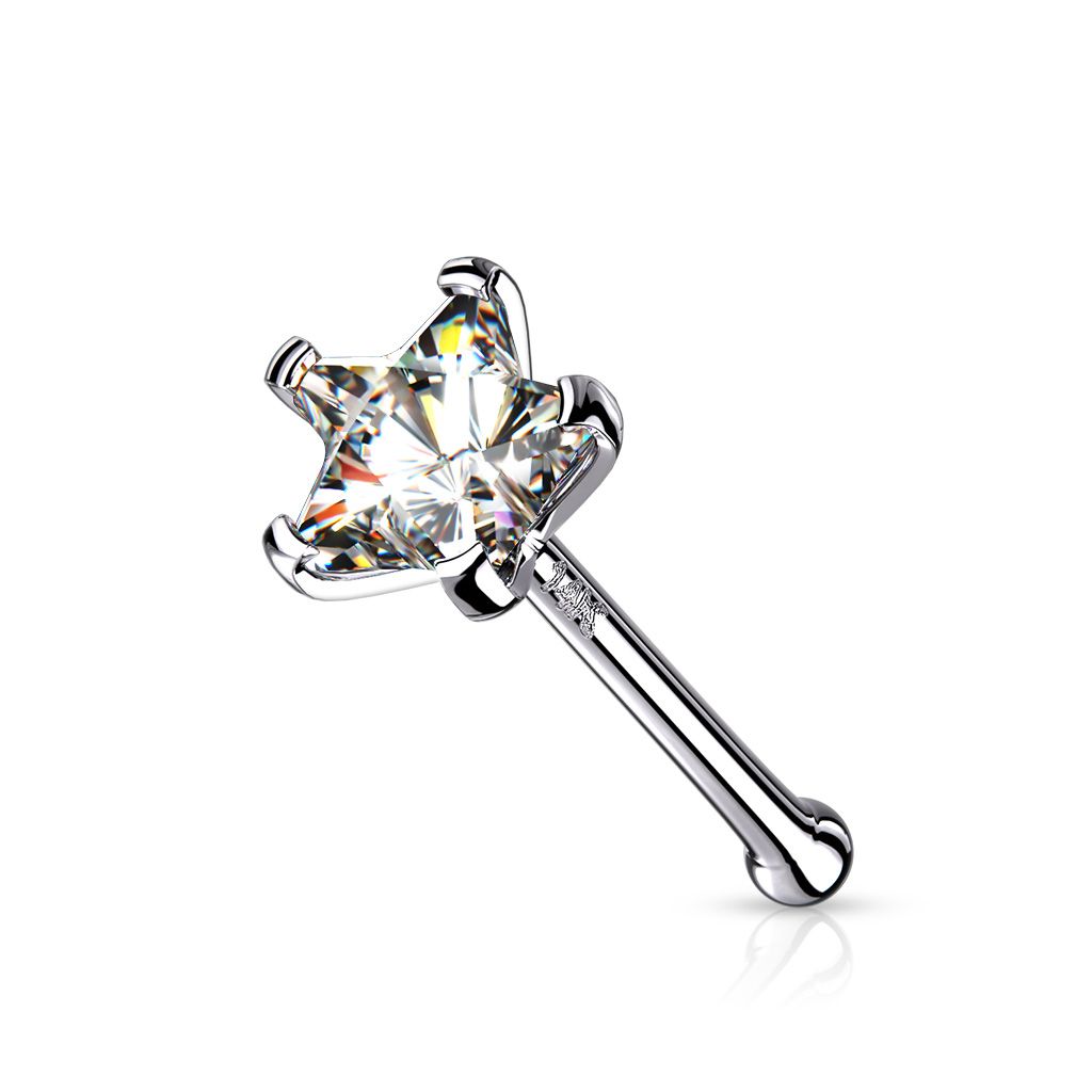 Pretty 14k gold nose stud with a star shaped stone