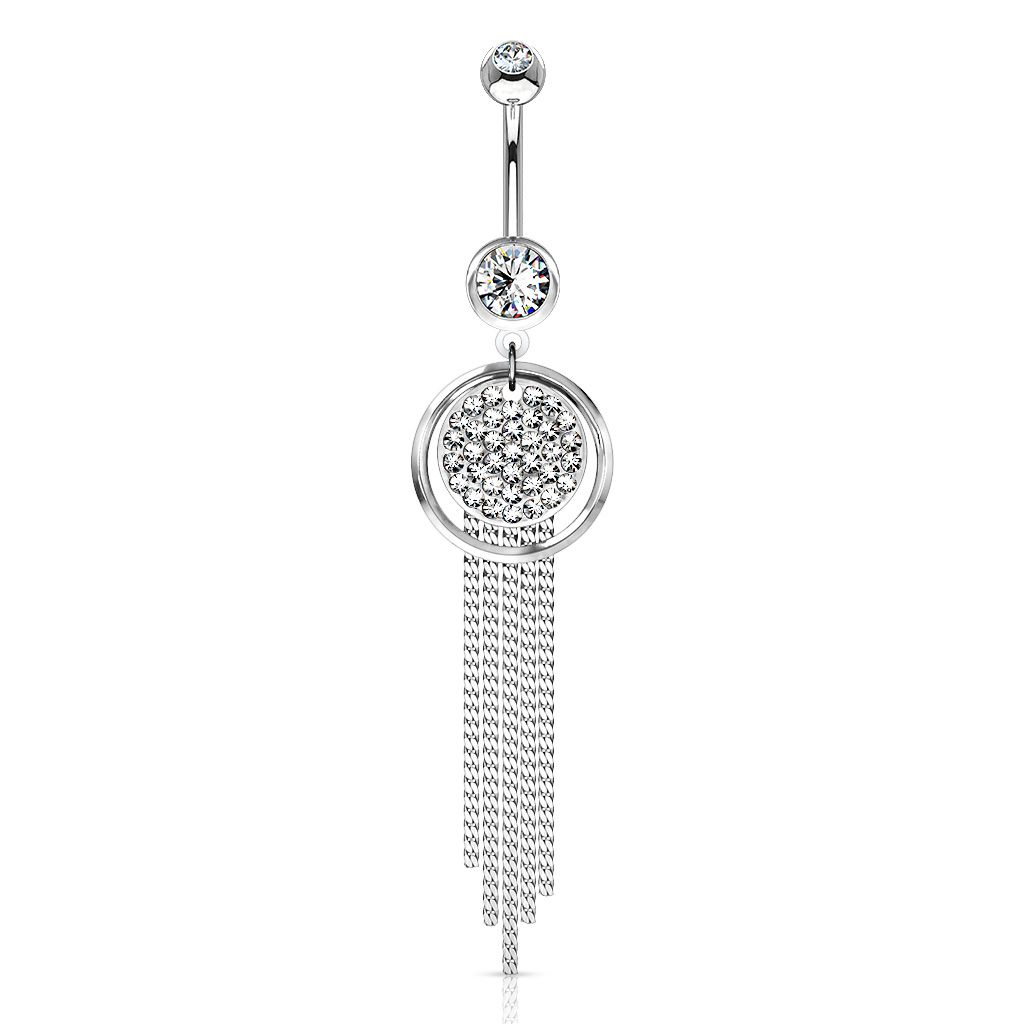 Silver belly outlet button ring