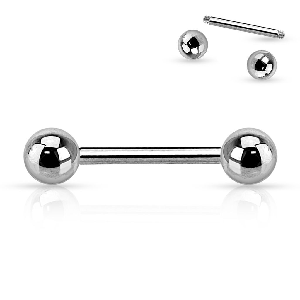 Polished titanium straight barbell for different piercings