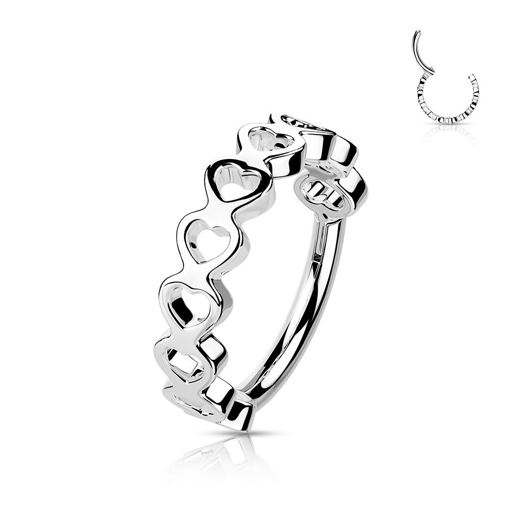 Stunning hinged segment ring with hearts