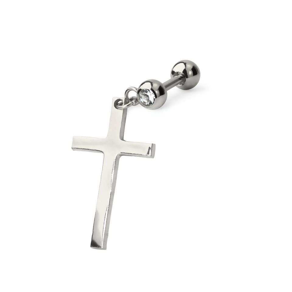 Free hanging cross dangle for ear piercing