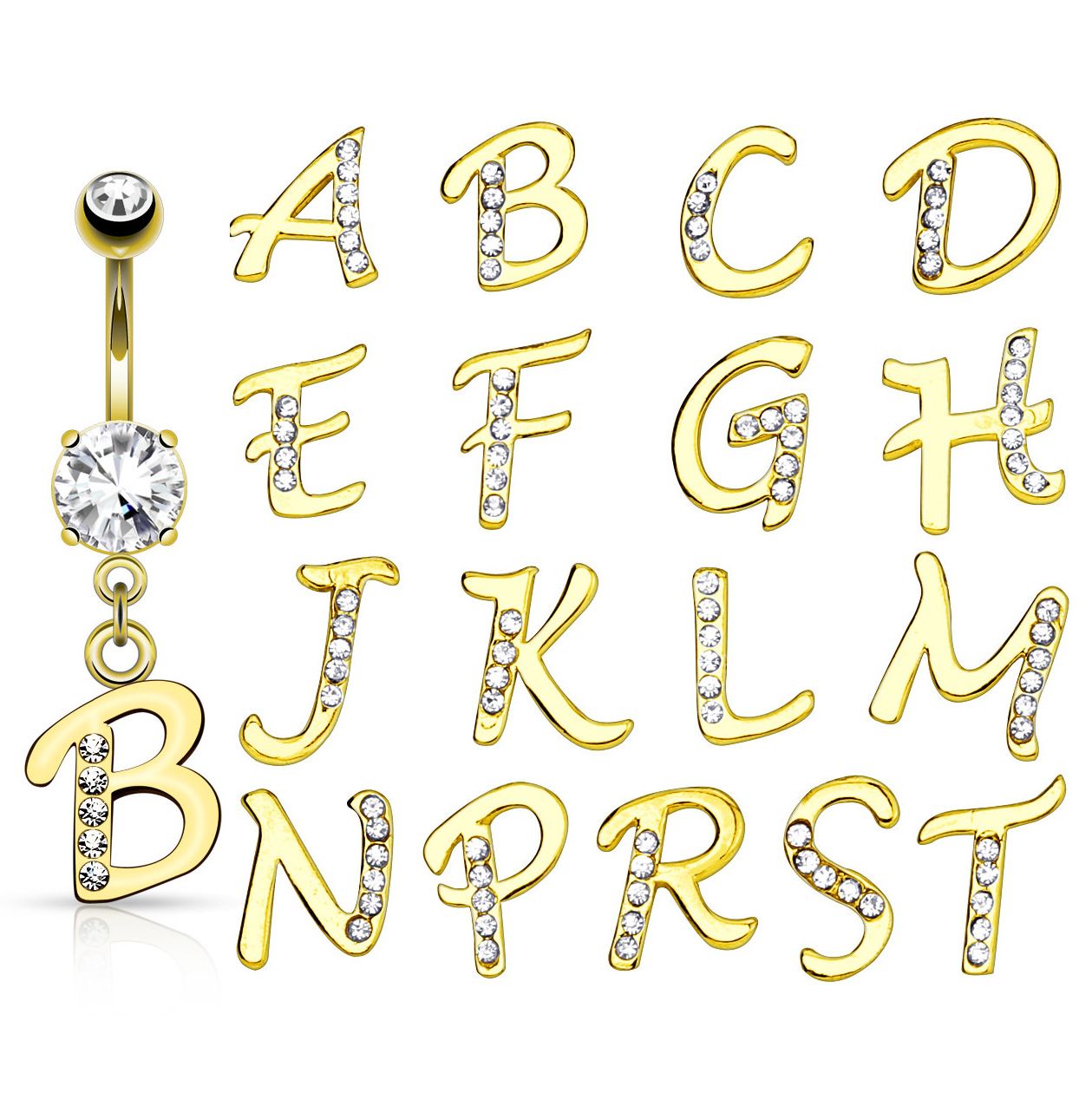 Belly button rings with letters discount