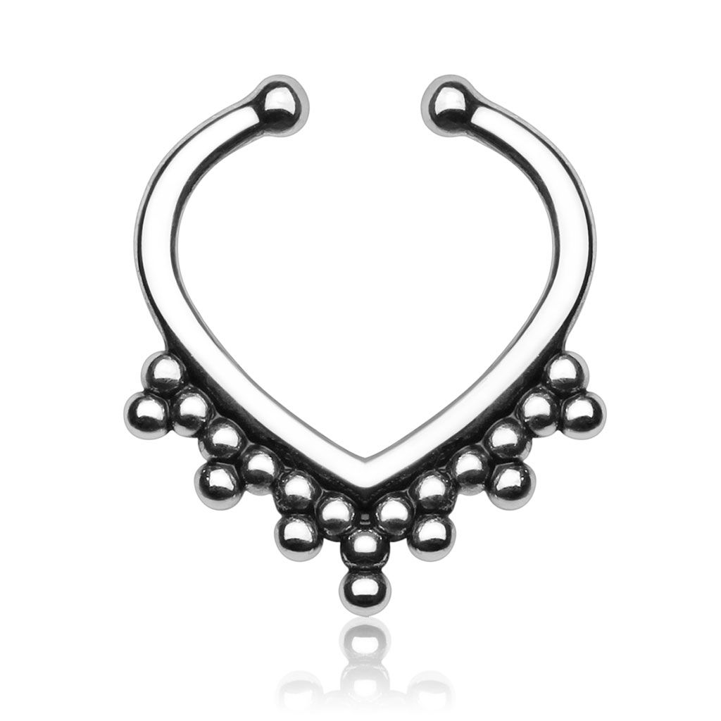 Beautiful fake heart shaped septum ring in different colors