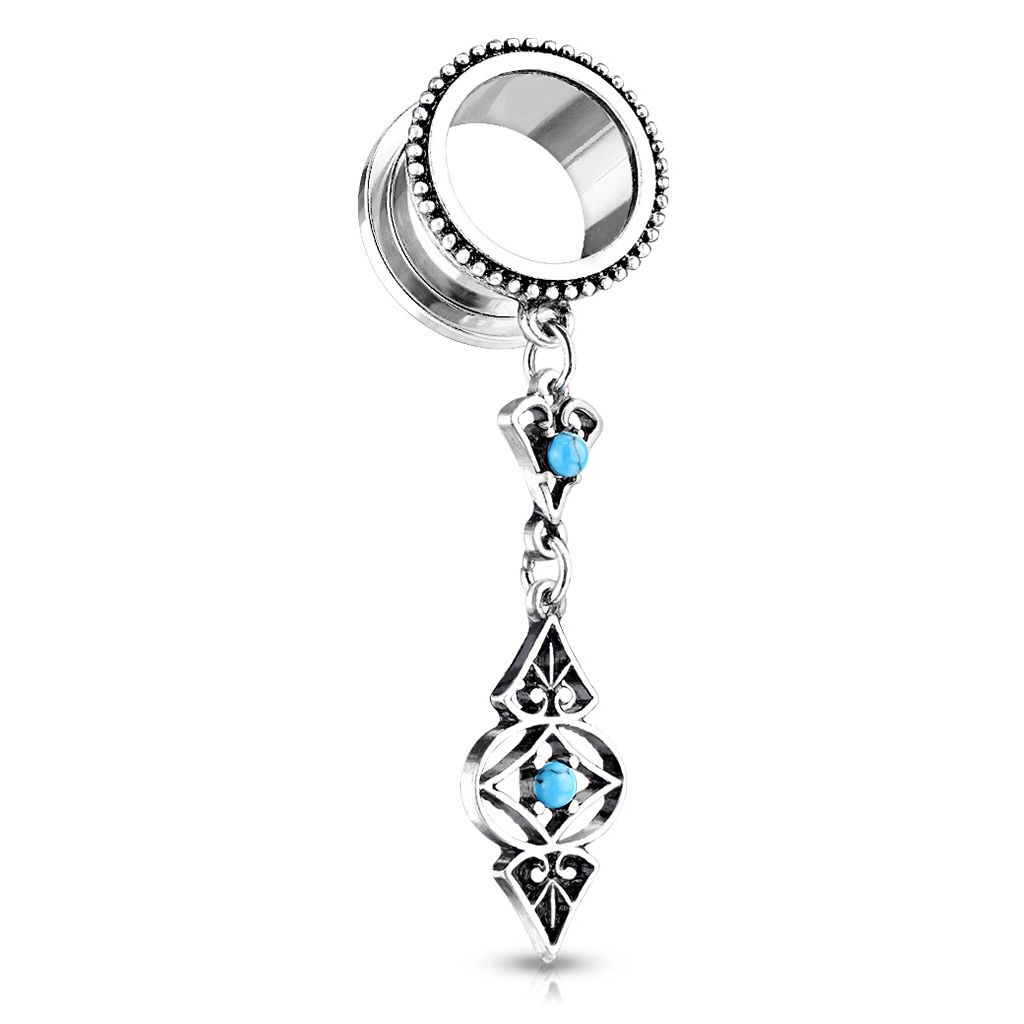 Antique pendant in surgical steel tunnel