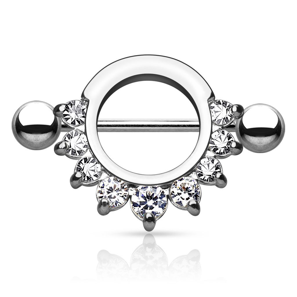Sexy nipple shield with a crescent of clear stones