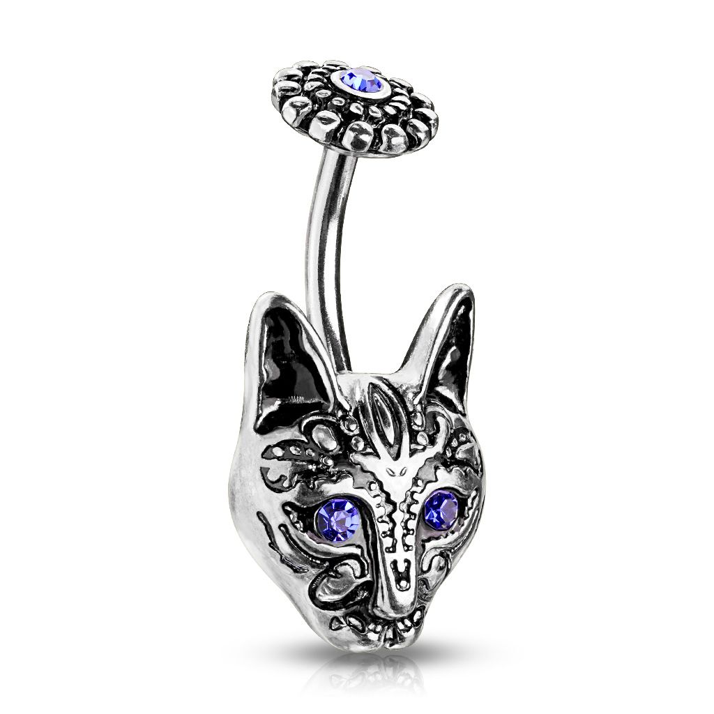 Beautiful blue eyed tribal cat for your belly piercing