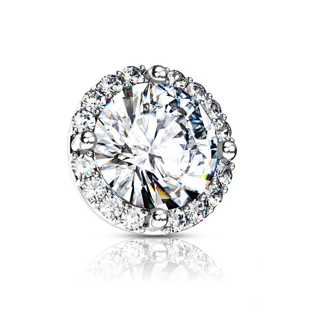 Eye catching dermal top with a large central stone