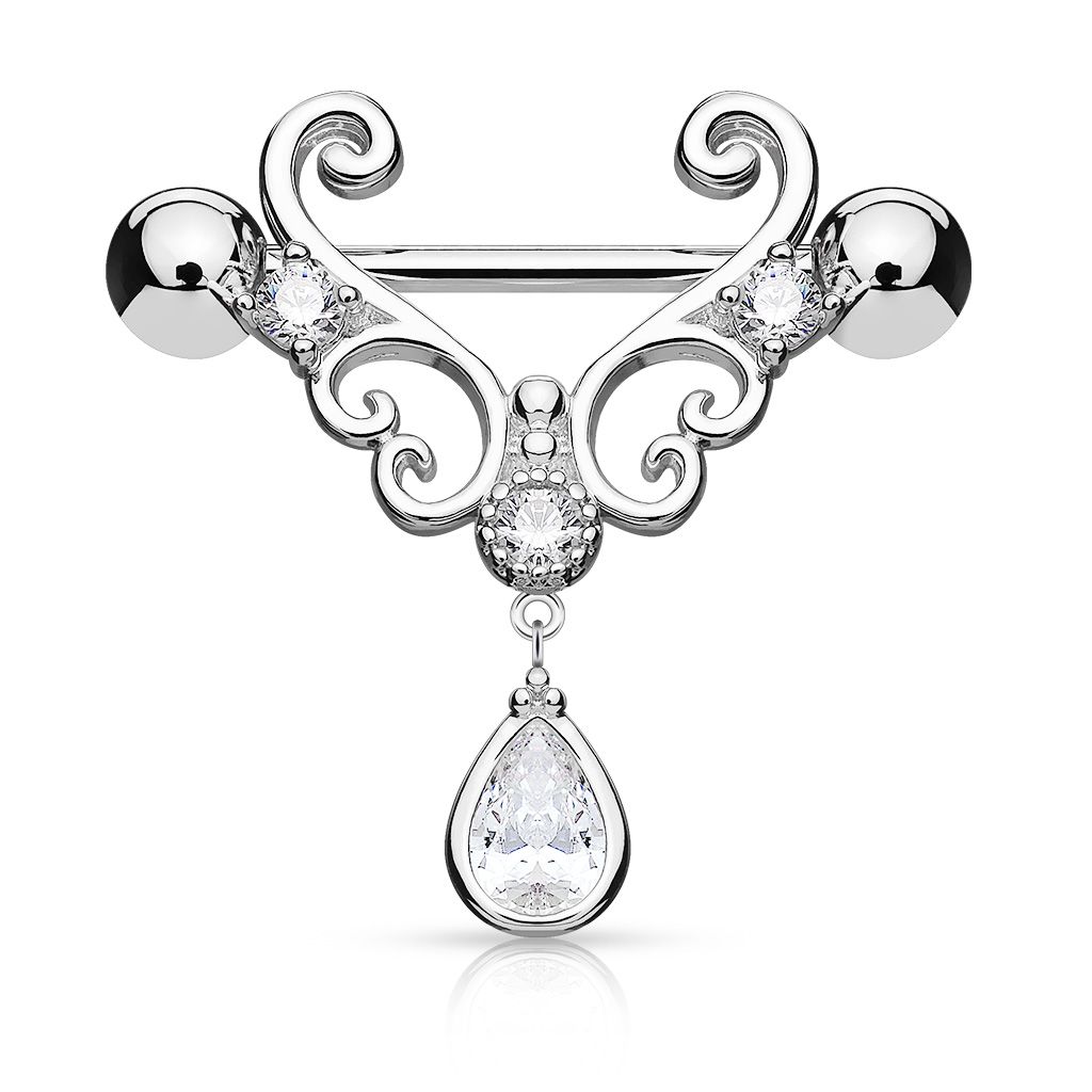 Beautiful nipple shield with a heart shape and a stone for small
