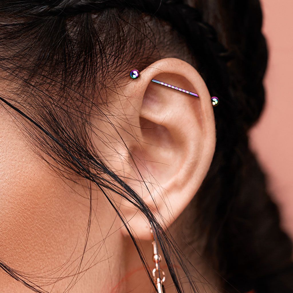 Industrial barbell with stones in a row