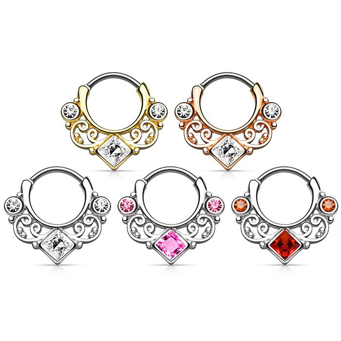Septum clicker with twists and square stone