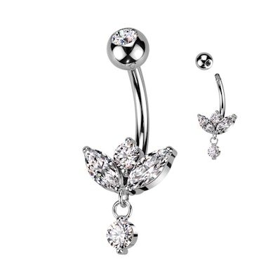 Belly ring with marquise stones