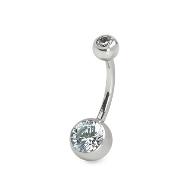 Belly button ring internally threaded with stones