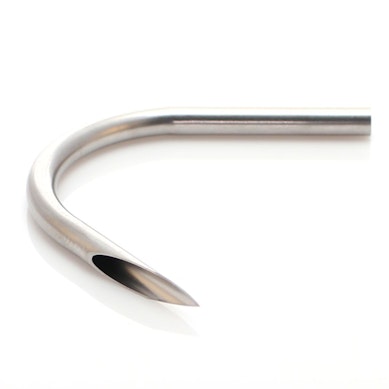 Curved sterile piercing needle