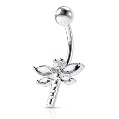 Belly button ring with dragonfly