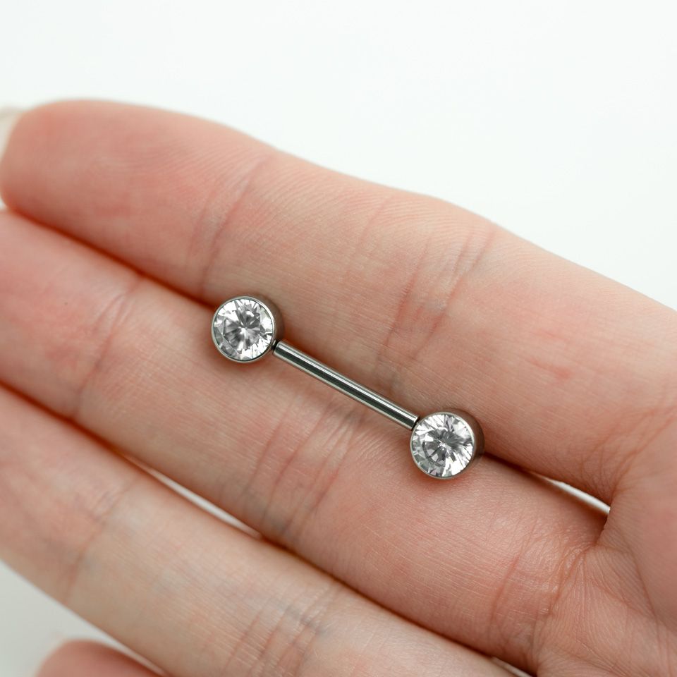 Beautiful and simple titanium barbell for nipple piercings with push in