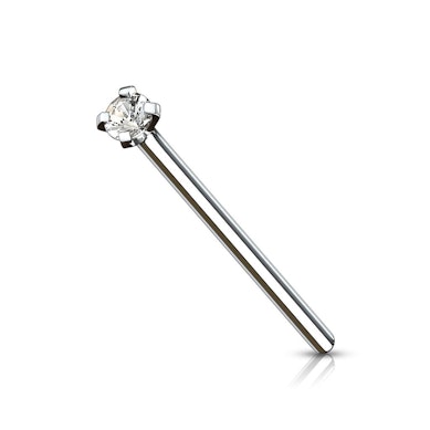 Fishtail nose stud made of titanium with stone