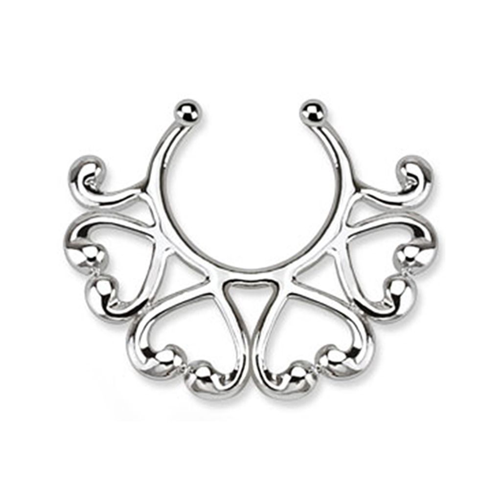 Beautiful fake nipple piercing with hearts