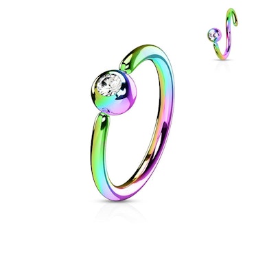 Seamless ring with fixed bezel-set ball.