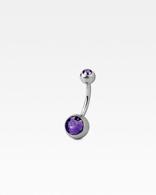 Titanium belly button ring double jeweled.