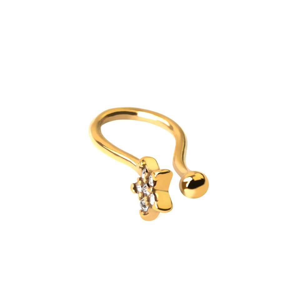 Fake nose ring in surgical steel with studded star