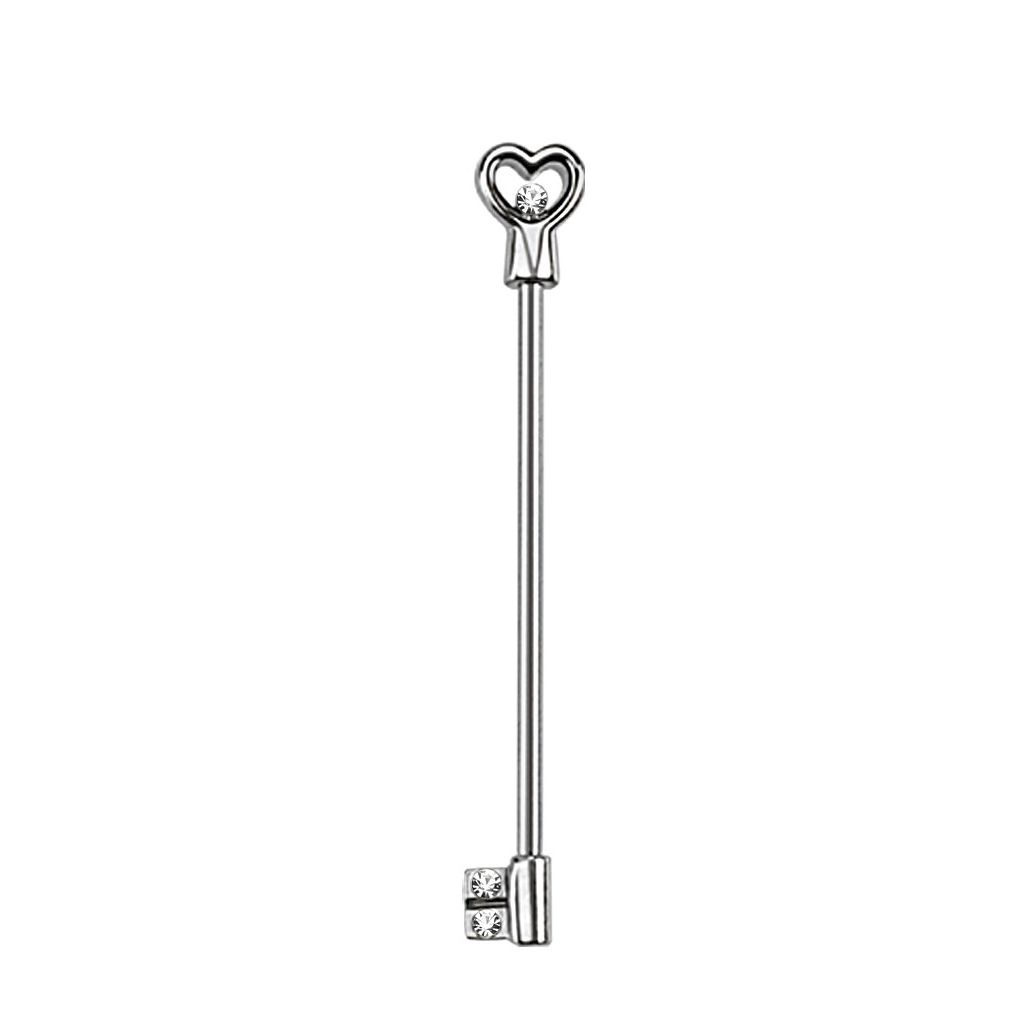 Wonderful industrial barbell shaped as a key with stones