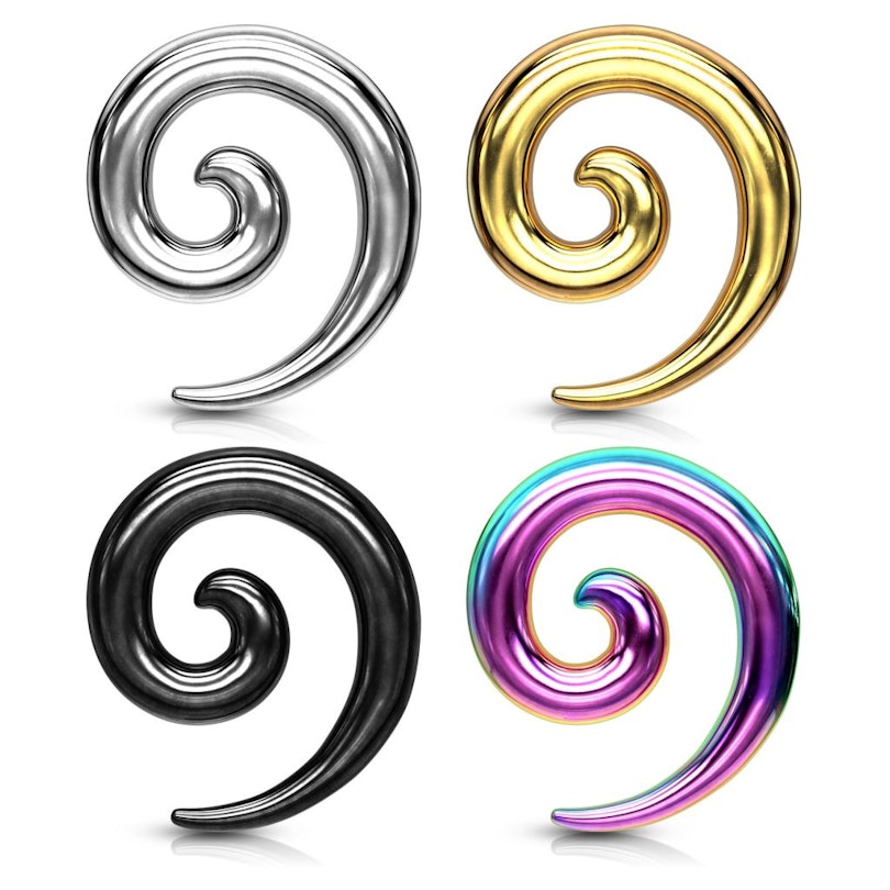 Radiant surgical steel spiral taper in a variety of colors