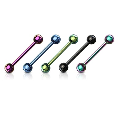 5 tongue barbells titanium plated