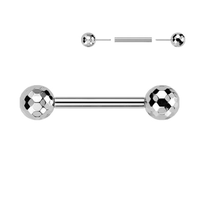 Titanium push in barbell with disco ball ends