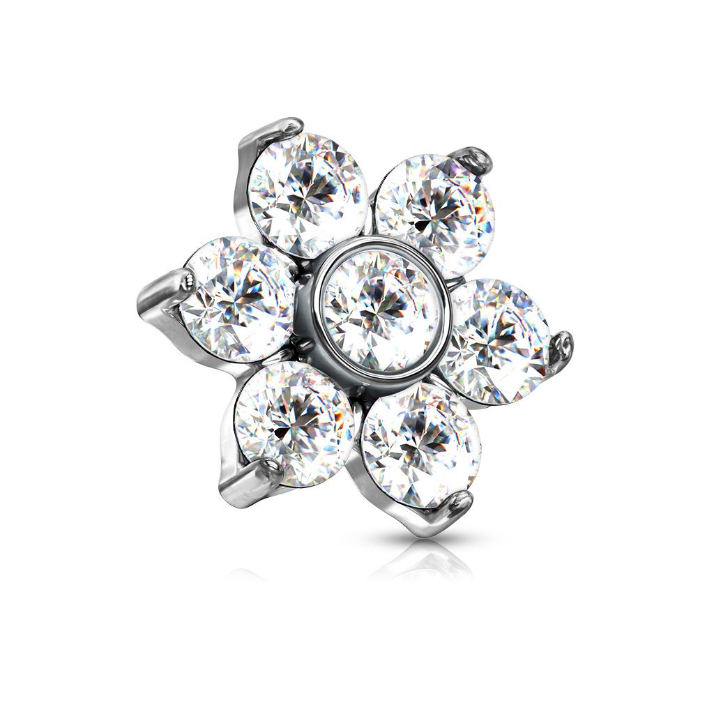 Very feminine dermal top with stones forming a lovely flower