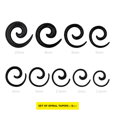 Spiral taper set made of acrylic-Black