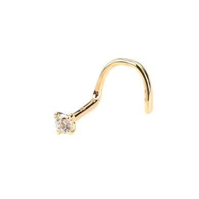 Nose screw made of solid 14k gold with stone