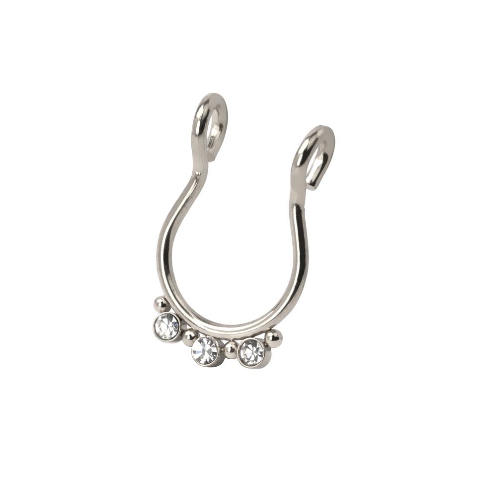 Pretty fake septum ring with stones and small beads