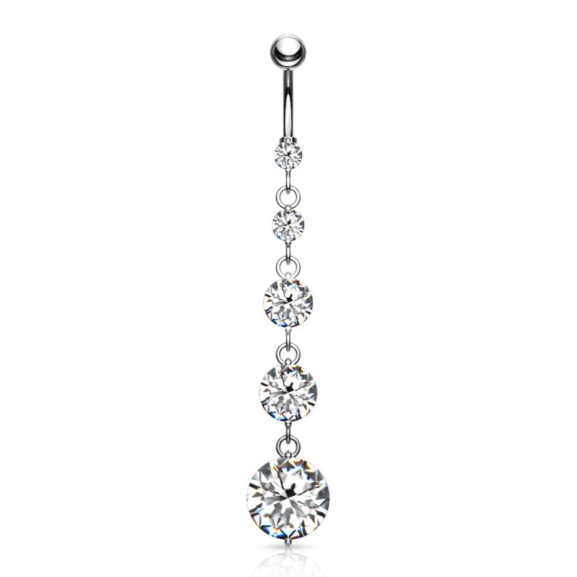 Pretty belly button ring with long dangle Available in four