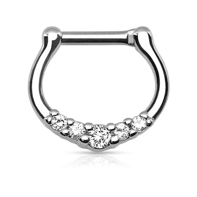 Fabulous septum clicker with five stones in different colors