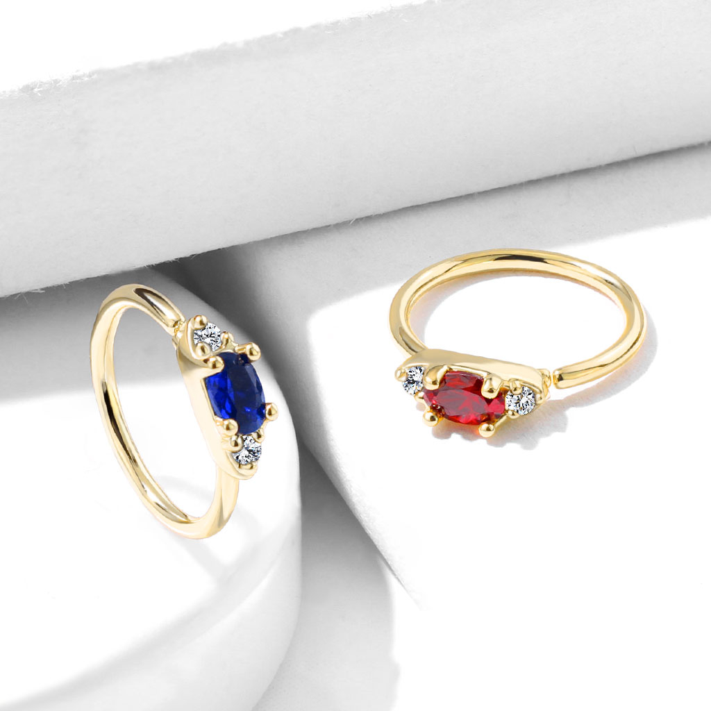 Seamless ring with oval gem in a variety of colors