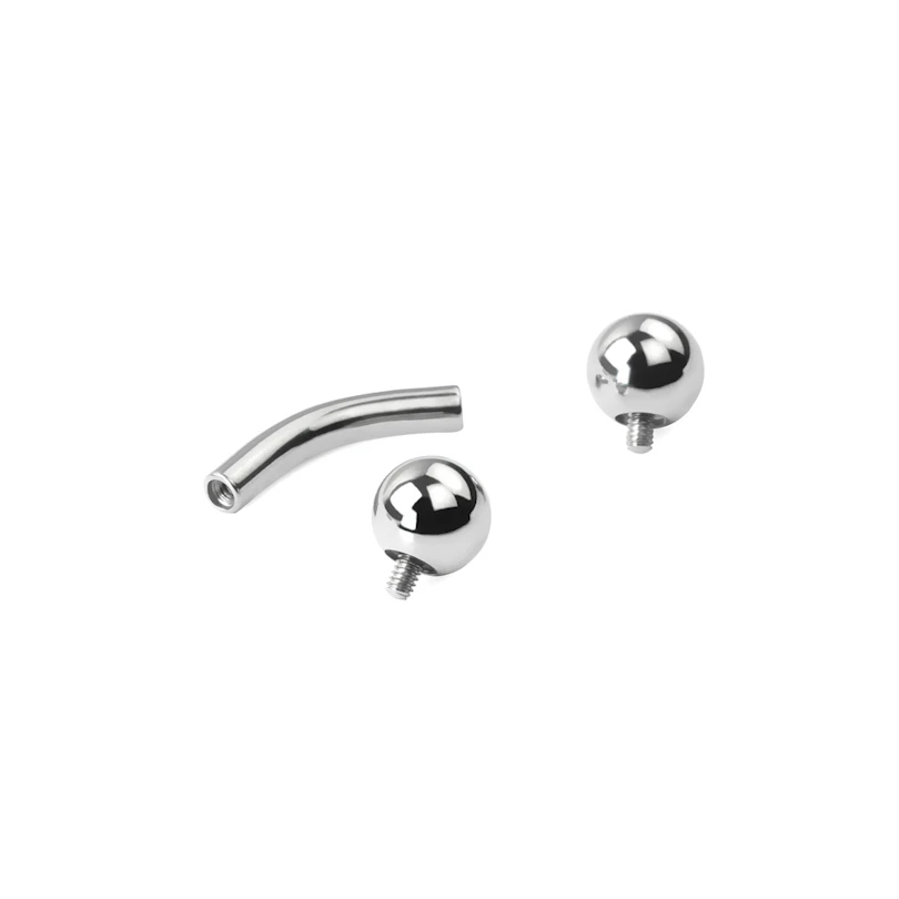 Curved barbell in large size and internally threaded