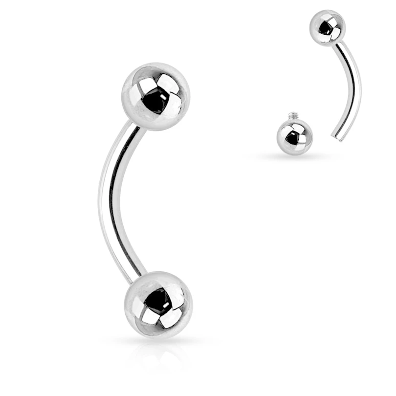 Curved barbell internally threaded