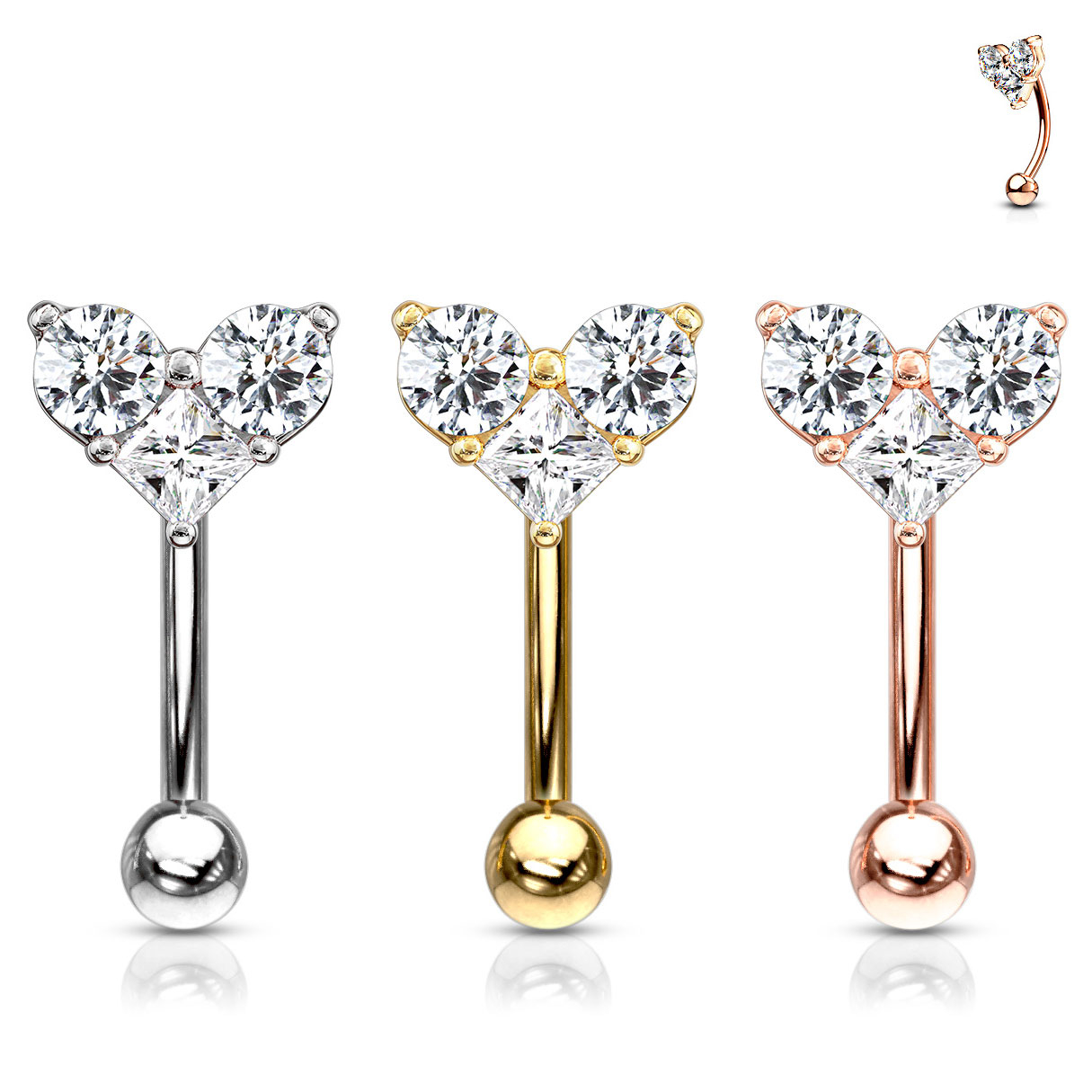 Curved barbell with a heart shape top