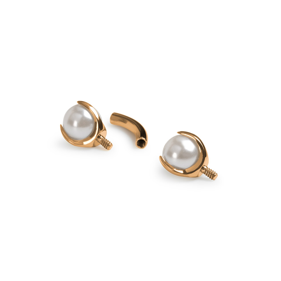 Titanium curved barbell with pearls