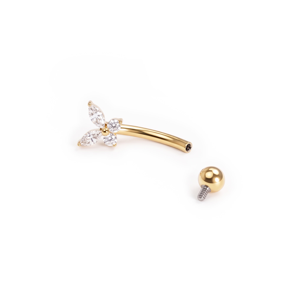 Titanium curved barbell with butterfly