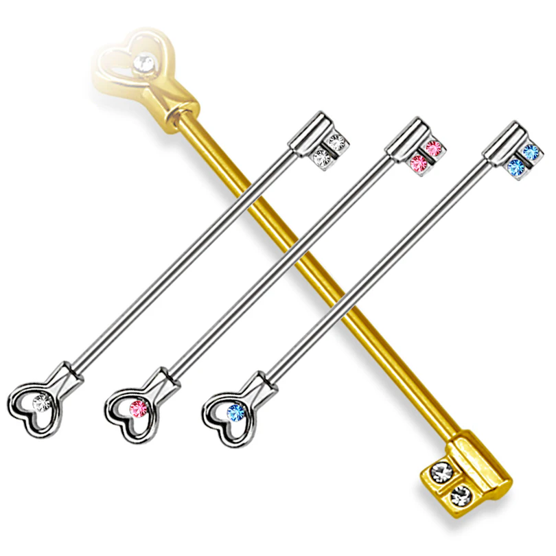 Industrial barbell shaped as a key