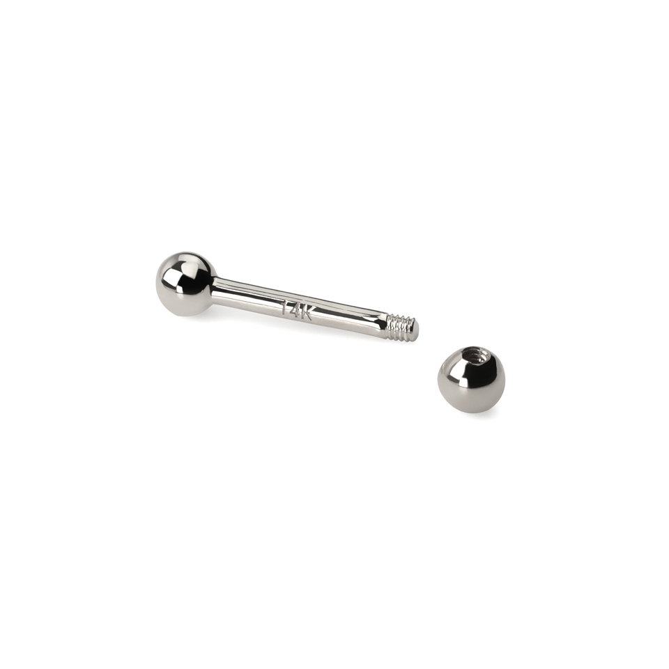 Straight barbell made of 14k gold