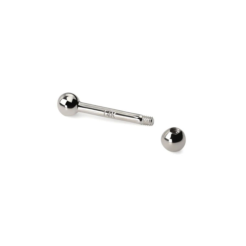 Straight barbell made of 14k gold