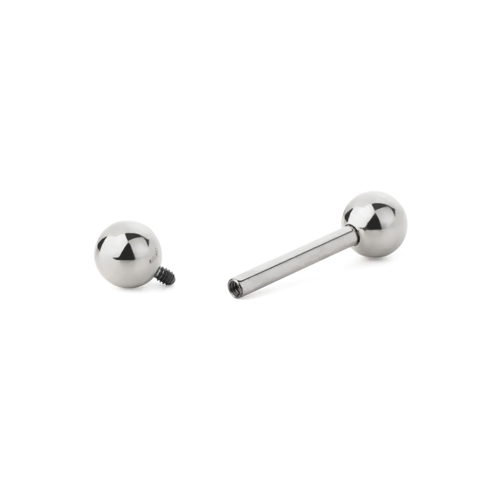Straight barbell internally threaded made of titanium