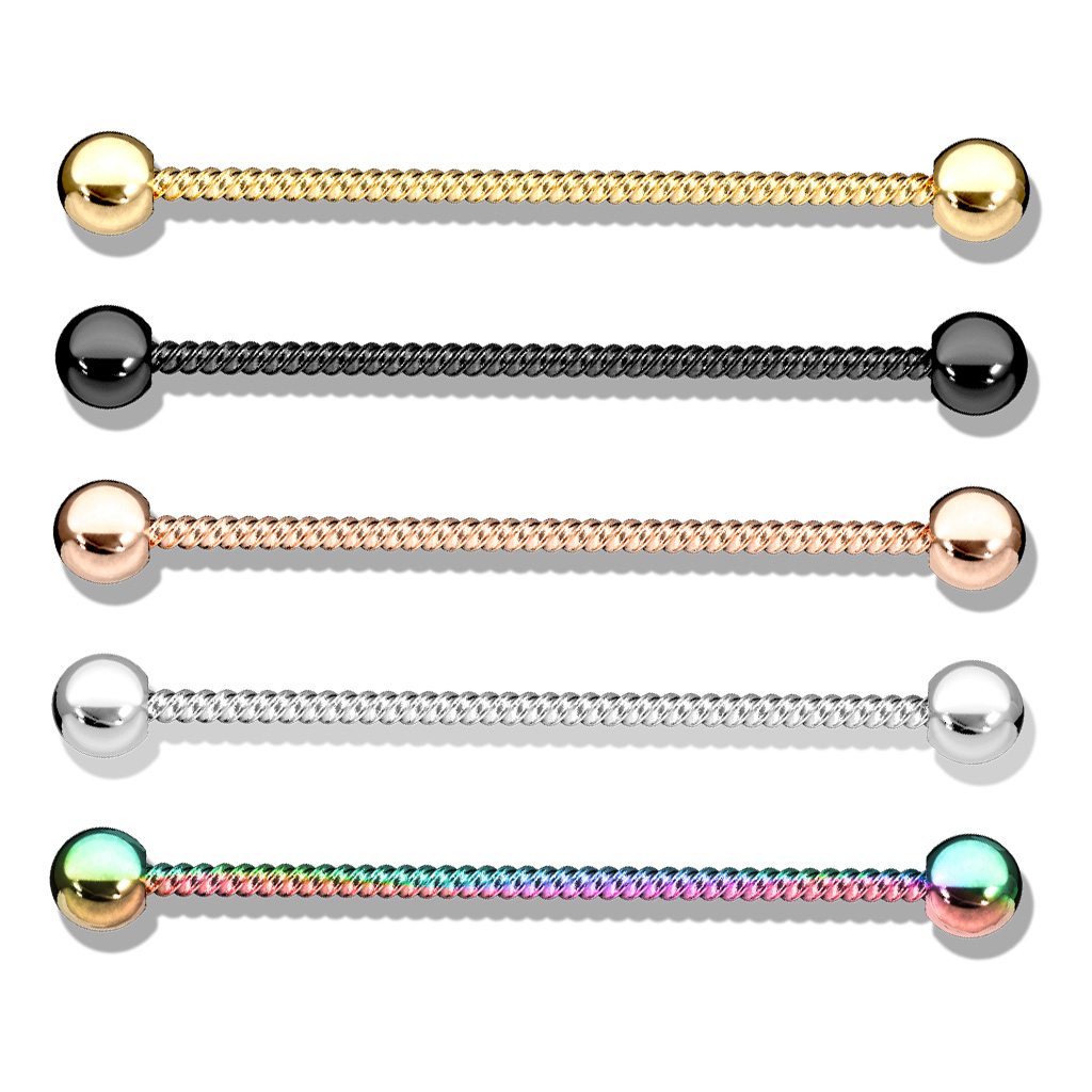 Industrial barbell with twisted rope design