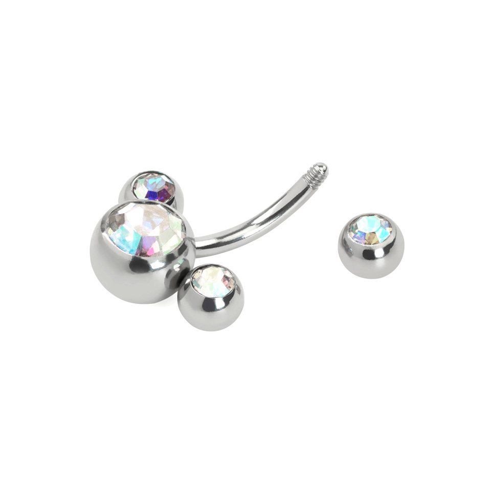 Belly button ring with four stones in your choice of color